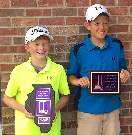 Photo furnished Sullivan Golfers Place in Junior Open Two Sullivan Golfers Placed in the Decatur Junior Open.  Drew Rogers shot a two day total of 184 to win the 12-13 year old division and Logan Westjohn shot a 206 to finish fourth in that division. Both will be in eighth grade in Sullivan this year.  They played at Hickory Point Golf Course in Decatur July 25 and 26. 