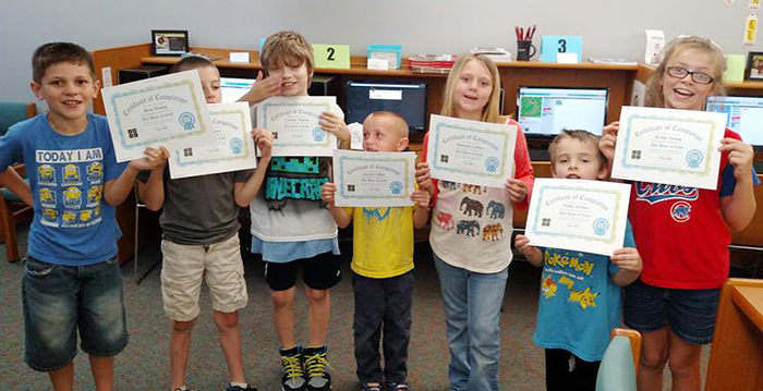 Photo furnished Lovington Library Angry Bird participants left to right: Ross Young, Lucas Ayer, Connor Tipton, Jacob Collins, Hannah Collins, Willie Brohez, Rylan Young.