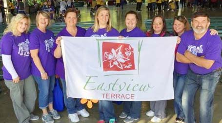 Photo furnished At the Fairview Park Walk in Decatur Team Eastview was part of the opening ceremony Oct. 1. From left to right: Shayna Key, Rayette Woolard, Deb Carr, Lacy Mossman, Breena Davis, Hope Shaffer, Sheri Szachnitowski, and Jimmie Picklesimer.