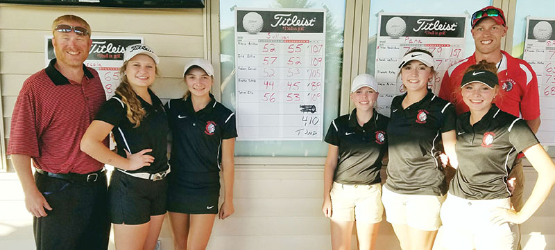 Photo furnished Sullivan is Sectional Bound Pictured left to right, coach Andy Wagner, Addison Darush, Brooke Tuttle, Alexis Britton, Tatum Ellis, coach Ben Richter and Irie Dulin. 