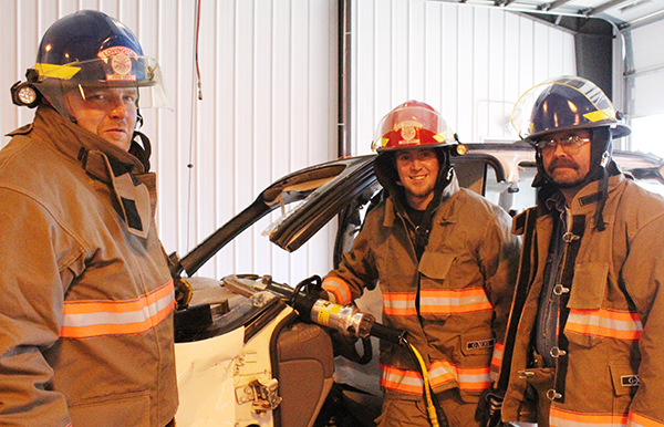 Photo by Mike Brothers Lovington Fire Department Training Members of the Lovington Fire Protection District gathered at the fire station for special training in automotive crash extrication Saturday, Nov. 19. Volunteers train twice monthly and are accepting qualified members. Pictured above with the demonstration van in extrication gear are (from left) Mike Young, Josiah Kinert, and Rick Anklam.